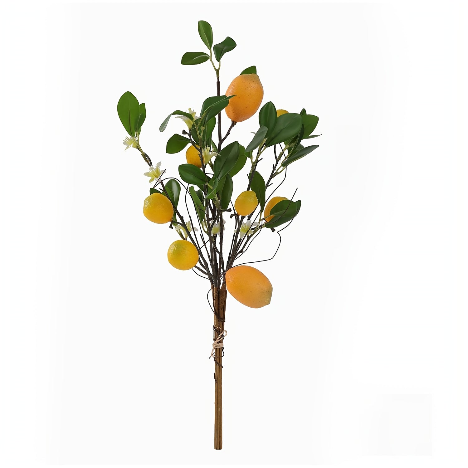 Art Deco Style 1/3/6pcs Artificial Lemon Branches with Green Leaves, 20.4" Plastic Faux Fruit Flowers for Home Office Decor, Seasonal Holiday Themes - Christmas, Valentine&