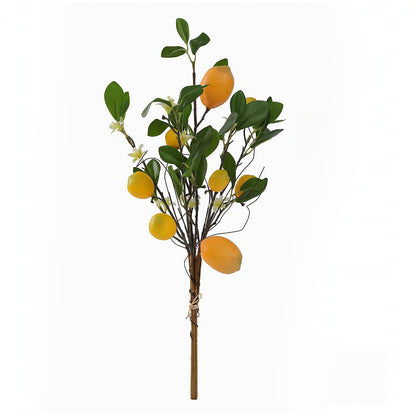 Art Deco Style 1/3/6pcs Artificial Lemon Branches with Green Leaves, 20.4" Plastic Faux Fruit Flowers for Home Office Decor, Seasonal Holiday Themes - Christmas, Valentine&