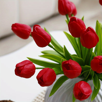 9/18psc, MiriPU Tulip Artificial Flowers, Fake Tulips, Realistic PU Tulips, Spring Wedding Bouquet Center Flower Arrangement, Table Decoration