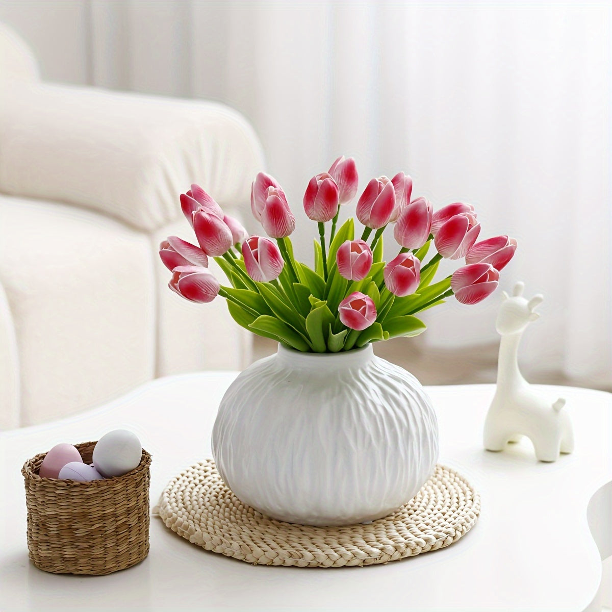 9/18psc, MiriPU Tulip Artificial Flowers, Fake Tulips, Realistic PU Tulips, Spring Wedding Bouquet Center Flower Arrangement, Table Decoration