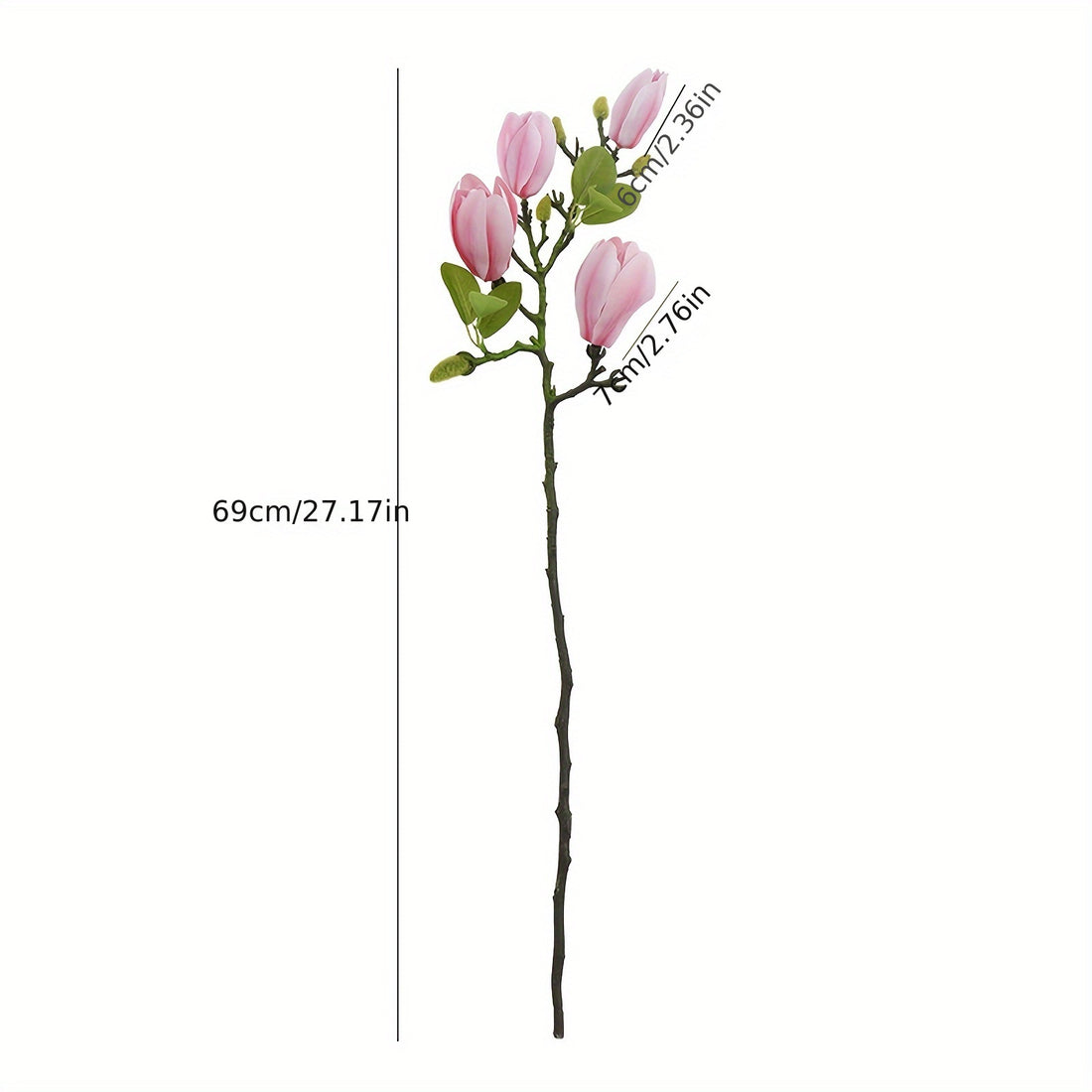 Boho Style Artificial Magnolia Flowers, 27.17&quot; Long Stems, Plastic Floral Arrangements for Wedding Centerpieces, Home Decor, Valentine&