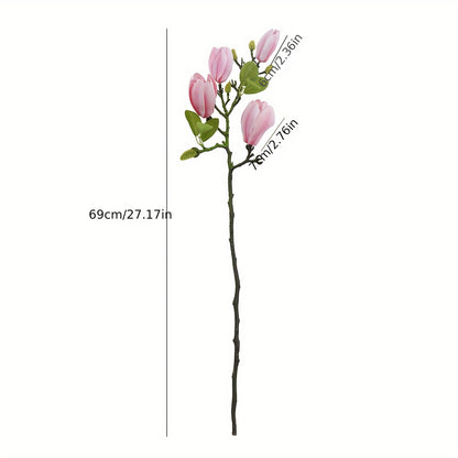 Boho Style Artificial Magnolia Flowers, 27.17&quot; Long Stems, Plastic Floral Arrangements for Wedding Centerpieces, Home Decor, Valentine&