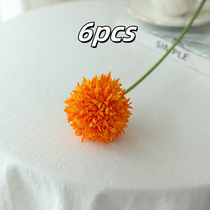 6pcs Boho Style Artificial Chrysanthemum Ball Hydrangea - Silk Fake Flower Plant Arrangement for Wedding Bouquet, Home, Kitchen, Garden, Party Table, Floral Centerpiece DIY - Plastic, Antioxidant, Ideal for Christmas, Thanksgiving, Valentine&