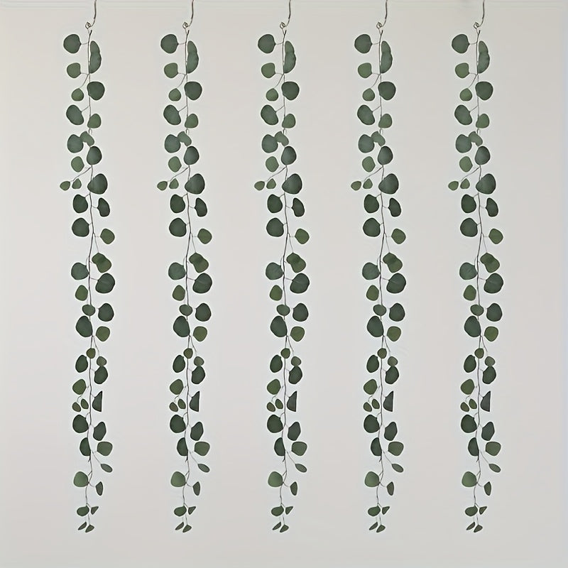 5pcs Art Deco Fabric Eucalyptus Vines - Artificial Hanging Plants for Home, Garden, Wedding, Engagement, Seasonal Decor - Versatile Faux Greenery for Christmas, Thanksgiving, Valentine&