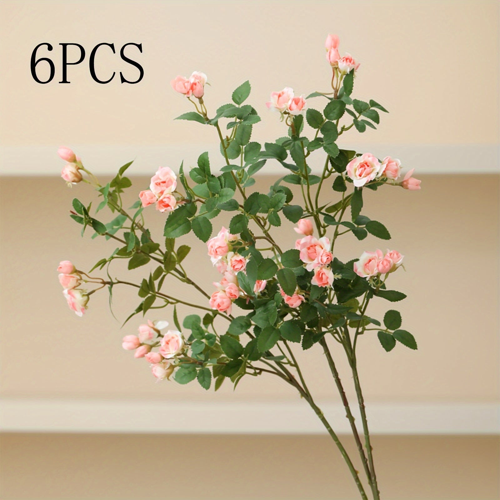 6pcs Lifelike Silk Rose Bouquet with Long Stems - Perfect for Valentine&
