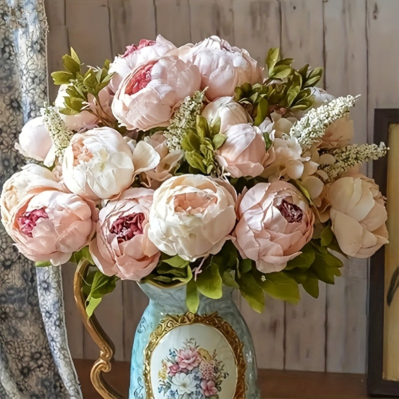 Elegant 2pcs Champagne Peony Silk Flowers - Perfect for DIY Crafts, Bridal Bouquets &amp; Home Decor | Versatile for Any Room &amp; Holiday