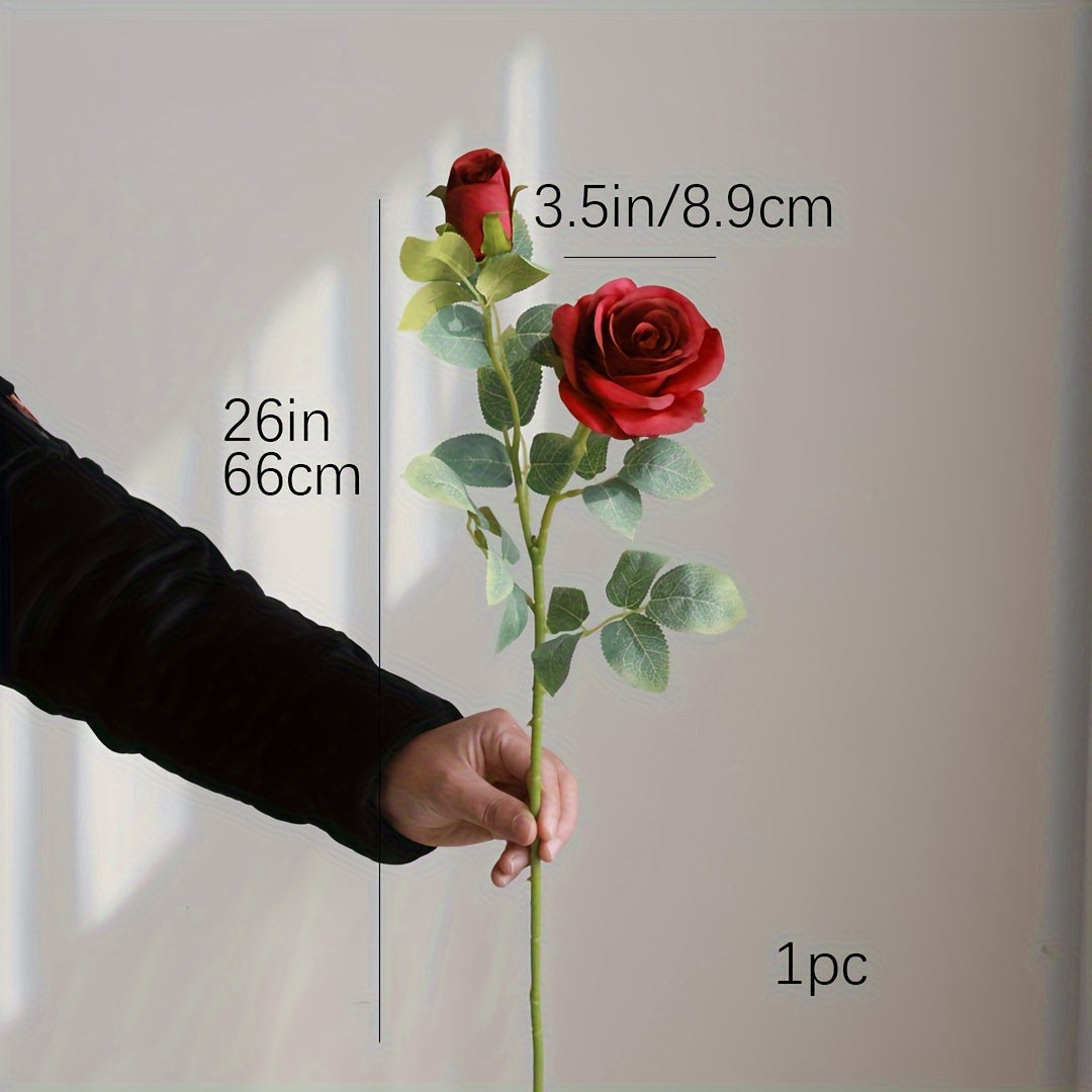 1pc, Artificial Rose Flowers, Exudes The Romantic Fragrance Of The Space, Connects Joy And Affection, And Injects Gorgeous Elegance Into Bedrooms, Living Rooms, Bars, Cafes And Restaurant A Gift That Means Gratitude, Blessing And Eternal Love