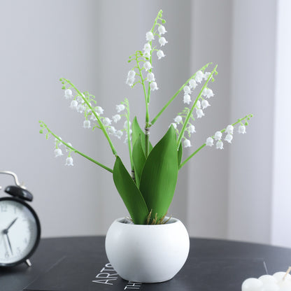 Elegant 11.8&quot; Artificial Lily of the Valley Potted Plant - Perfect for Home, Garden, Wedding &amp; Party Decor | Ideal Spring Centerpiece &amp; Outdoor Patio Accent