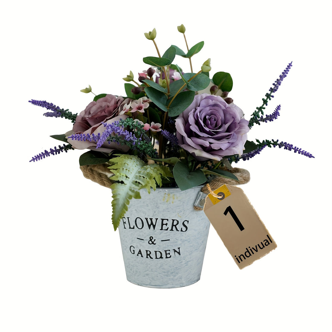 Artificial Rose Bouquet with Bucket - Spring/Summer Home Table Decoration - Suitable for Easter, Thanksgiving, Valentine&