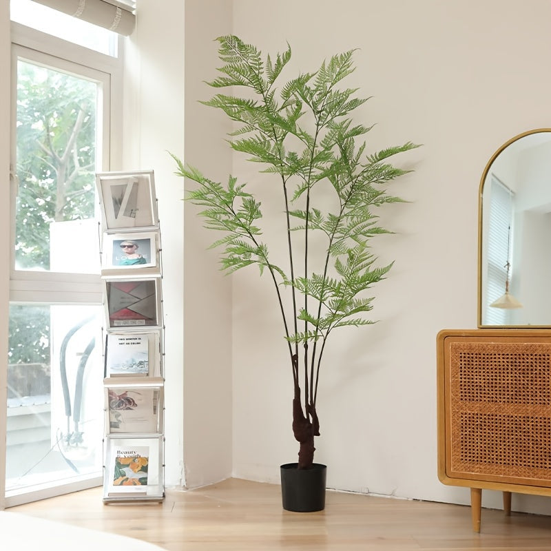 6FT Greenery Artificial Tree Golden Fern, Faux Tree Home Decor, Indoor And Outdoor Fake Potted Fake Plants-Wedding &amp; Engagement, Spring/Summer/Autumn Decoration, Outdoor Yard, Moving House Decor, No Power Required, with Pot