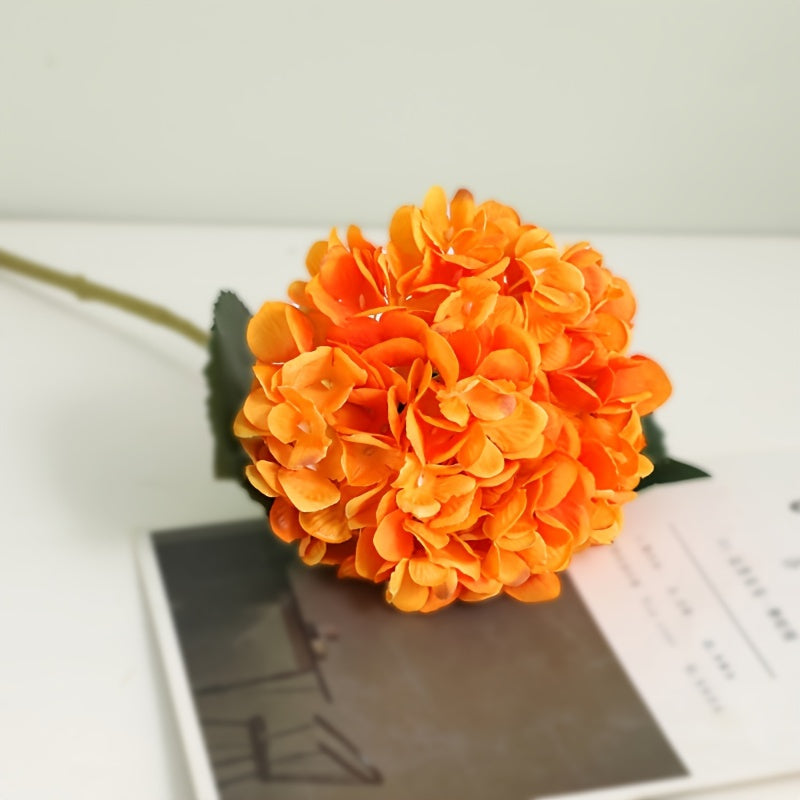 5pcs, Stunning Two-leaf Hydrangea Bouquet - Perfect For Families, Weddings And Parties - Realistic Silk Flowers With Summer Embellished Stems
