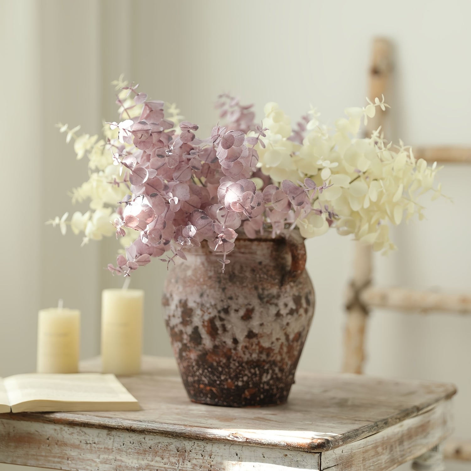 Boho Eucalyptus Artificial Flower Swags Set of 3 - Plastic Floral Decor for Home, Events, Seasonal Celebrations - Versatile Faux Eucalyptus Greenery for Christmas, Halloween, Thanksgiving, Valentine&