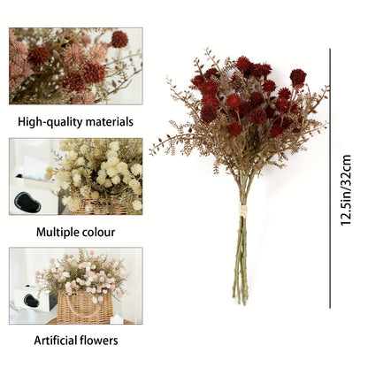 Classic Style Artificial Dandelion Flower Swags, 5 Bunches High-Quality Plastic Floral Decor - Versatile Centerpieces for Wedding, Bridal, Engagement, Birthday, Anniversary - Fits Autumn Halloween, Winter Christmas, Easter, Thanksgiving, Father&
