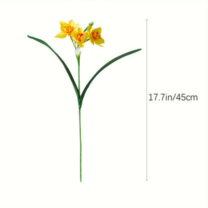 5pcs Elegant Daffodil Artificial Flowers - Beautiful Spring Decorations for Home, Bedroom, Garden - 17.7in/45cm Tall, Perfect for Valentine&