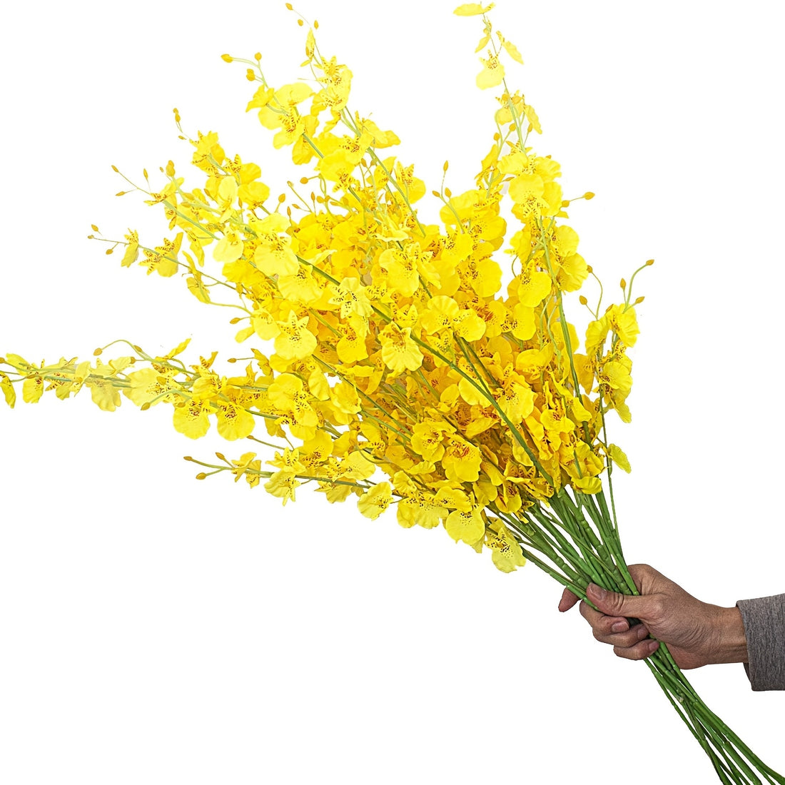 5pcs Yellow Grunyia Artificial Orchids, 39” Silk Faux Dancing Lady Flowers for Indoor &amp; Outdoor Decor - Perfect for Weddings, Home, Office, Party, Hotel