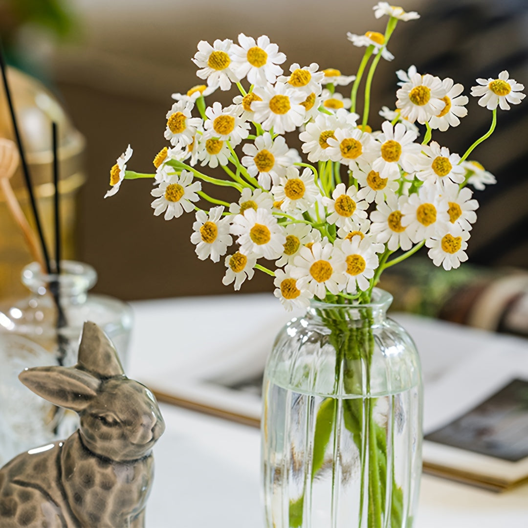 6pcs Classic Artificial Daisy Flowers Bouquet, Plastic Floral Decor for Wedding, Birthday, Bridal Shower, Thanksgiving, Spring, Halloween, Christmas, Home, Table, Cafe, Photo Props