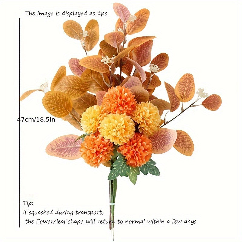 Boho Chic Artificial Eucalyptus &amp; Chrysanthemum Bouquet - Perfect for Home Decor, Weddings, Birthdays &amp; Holidays