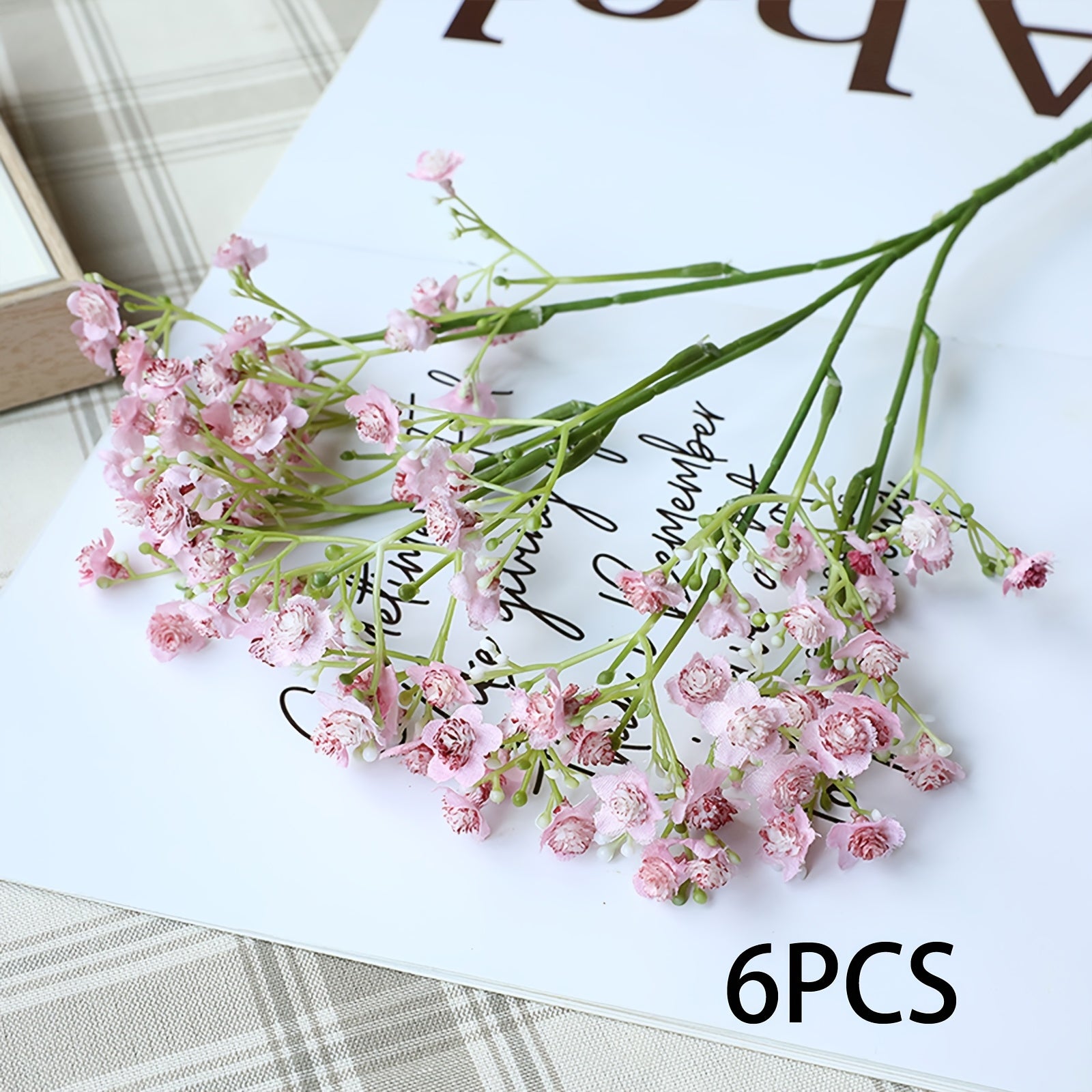 6/12pcs Boho Style Artificial Gypsophila Flower Bouquets, Plastic Real Touch Simulation Stems for Home Office Decor, Outdoor Garden, Wedding, Birthday, Christmas, Valentine&
