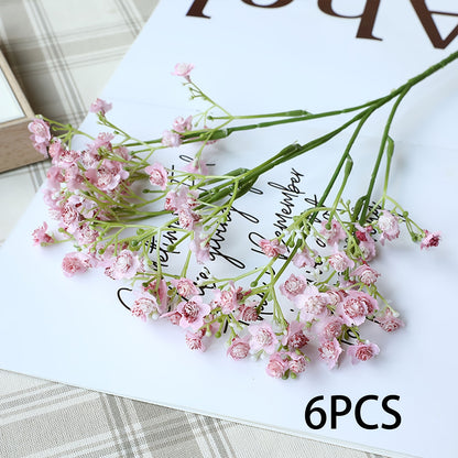 6/12pcs Boho Style Artificial Gypsophila Flower Bouquets, Plastic Real Touch Simulation Stems for Home Office Decor, Outdoor Garden, Wedding, Birthday, Christmas, Valentine&