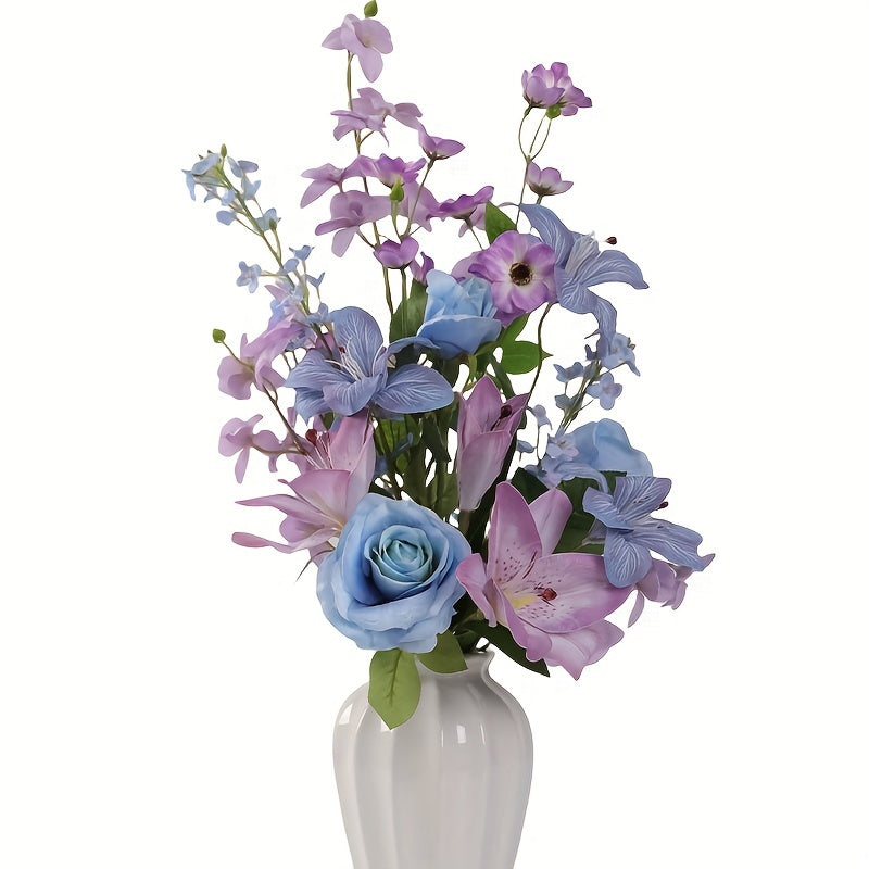 Boho Artificial Flower Swag - 1 Lifelike Dahlia Bouquet with Faux Purple Blooms - Versatile Floral Decor for Home, Tabletop, Birthday, and Holiday Celebrations - Suitable for Christmas, Easter, Thanksgiving, Valentine&