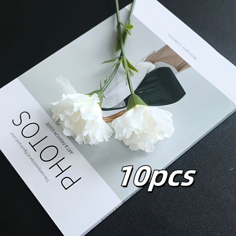 6/10pcs, Artificial Mini Single Branch Carnations, Real Touch Artificial Flowers, Family Room Office Decoration, Floral Arrangement Artificial Center, Outdoor Garden Patio Decoration, Wedding Birthday Bride Shower