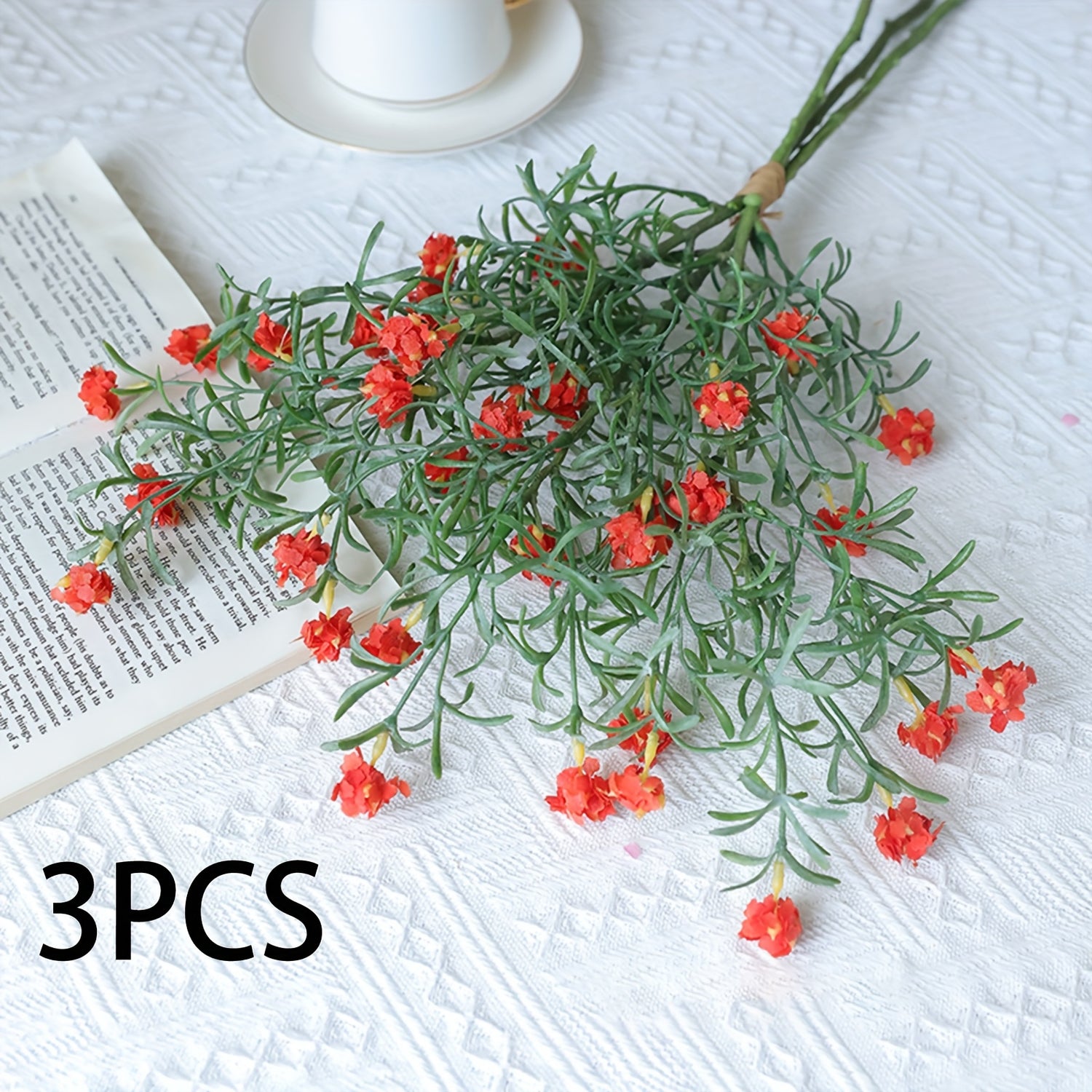 Boho Style Artificial Flower Swags, 3 Branches Plastic Gypsophila &amp; Cherry Blossom Bundle - Faux Silk Flower Bunch for Wedding, Bachelorette, Restaurant &amp; Home Decor - Ideal for Christmas, Valentine&