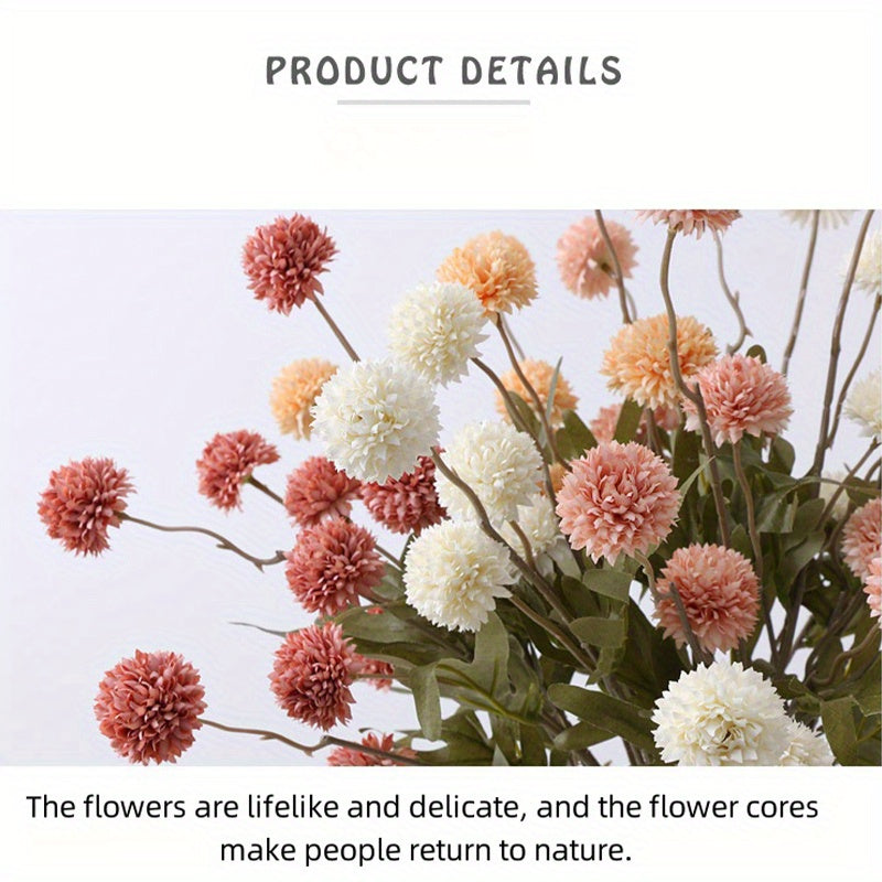6pcs Autumn Dandelion Artificial Flowers Set - Faux Chrysanthemum Balls for Thanksgiving, Halloween &amp; Harvest Decor | Versatile Home &amp; Wedding Accents