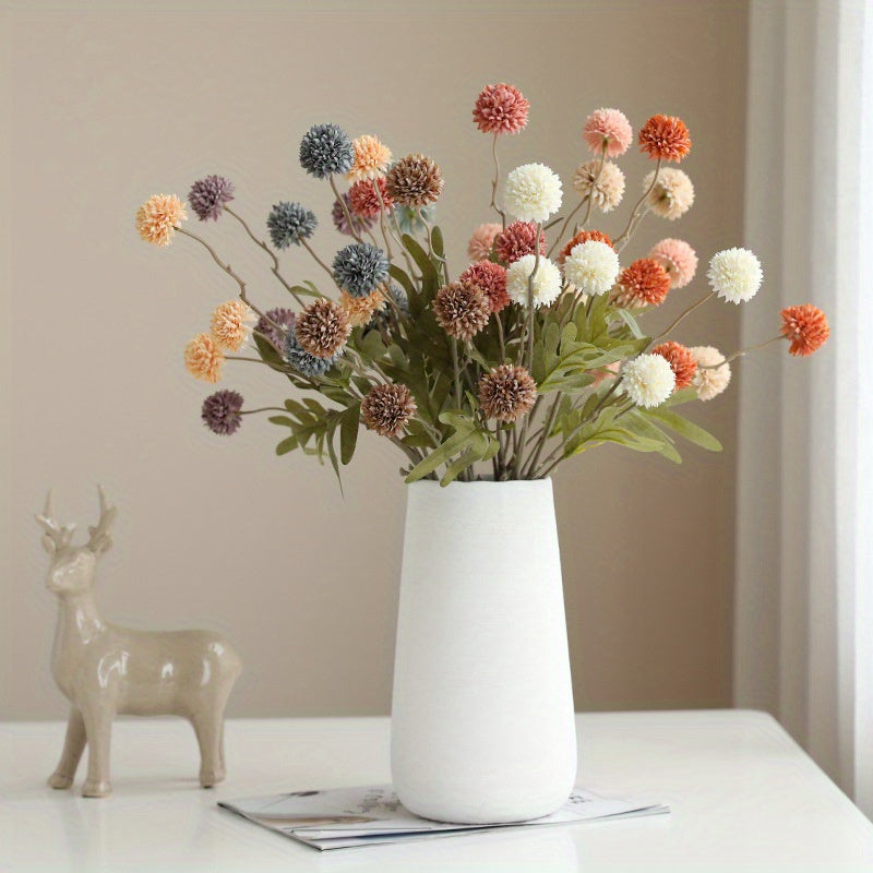 6pcs Autumn Dandelion Artificial Flowers Set - Faux Chrysanthemum Balls for Thanksgiving, Halloween &amp; Harvest Decor | Versatile Home &amp; Wedding Accents