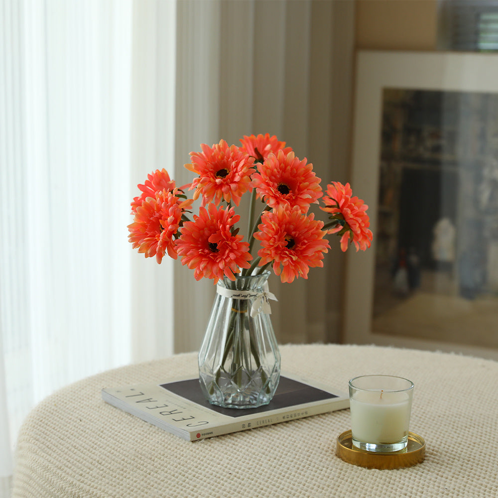 8pcs Artificial Chrysanthemum Bouquet - Silk Fabric Fake Flowers for Home, Garden, Kitchen, Table Centerpieces - Versatile Floral Decor for Wedding, Engagement, Christmas, Halloween, Thanksgiving, Valentine&