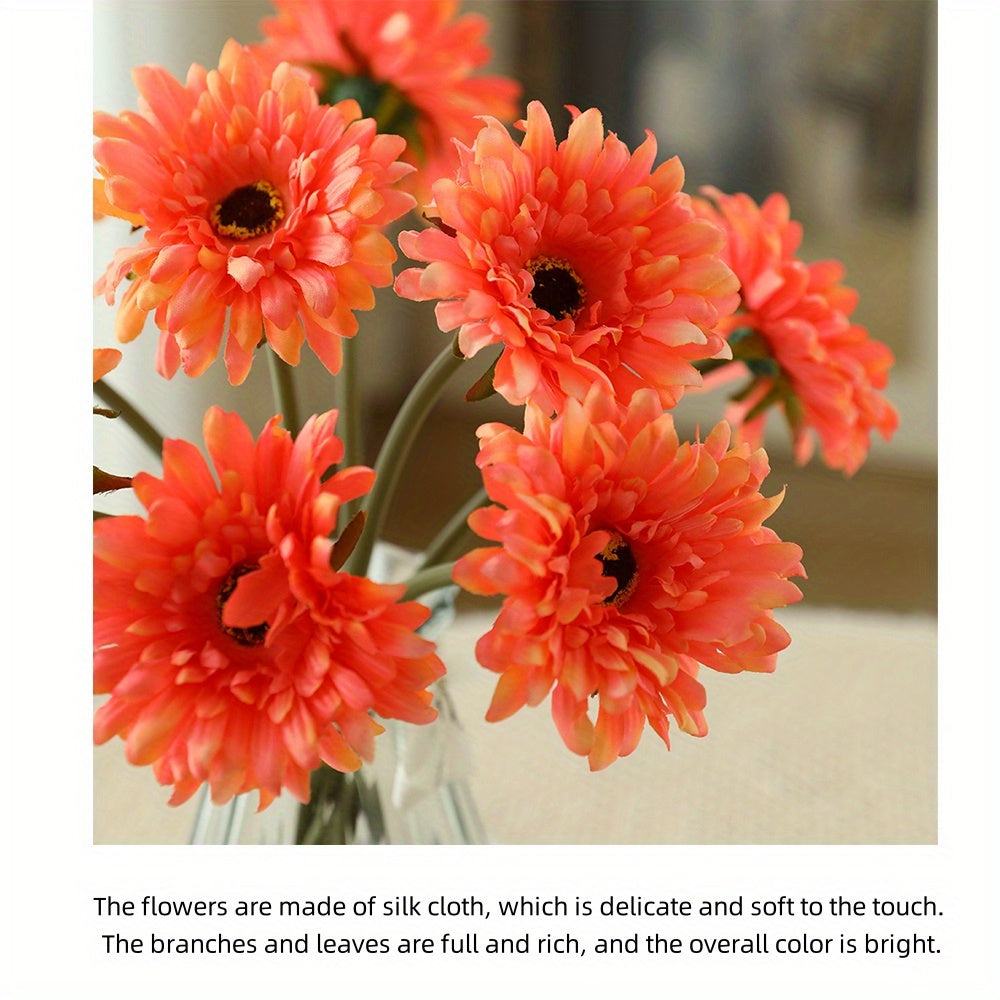 8pcs Artificial Chrysanthemum Bouquet - Silk Fabric Fake Flowers for Home, Garden, Kitchen, Table Centerpieces - Versatile Floral Decor for Wedding, Engagement, Christmas, Halloween, Thanksgiving, Valentine&