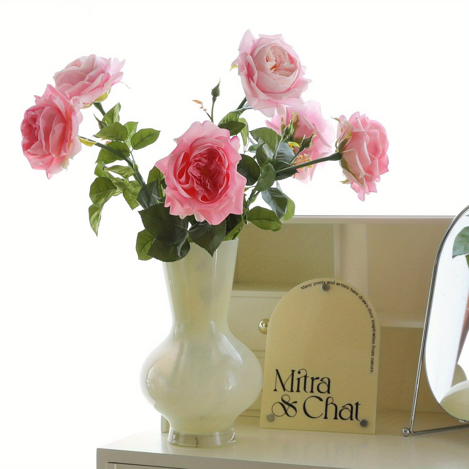 1pc, artificial roses, touch artificial bouquets, wedding decoration bridal bouquets, living room table decoration flower arrangement fake roses, home dining table centerpieces, winter Christmas table decorations, beauty salon decorations