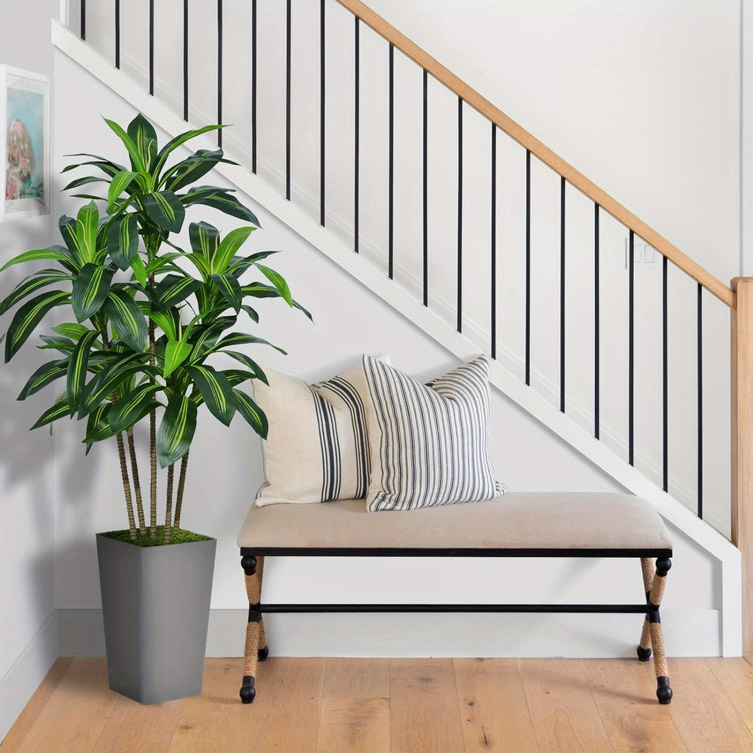 Artificial Dracaena Tree 5.9ft - Lifelike Plastic Dracaena Plant for Indoor &amp; Outdoor Decor, Includes Tall Pot - No Electricity Needed, Ideal for Home, Office, All Seasons - Great for Housewarming, Retirement, Graduation &amp; Get Well Gifts, Versatile for An