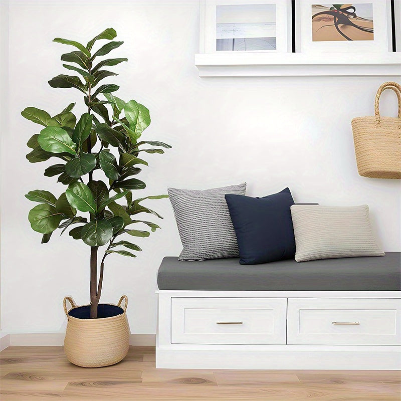6Ft Artificial Fiddle Leaf Fig Tree - Indoor/Outdoor Decor - No Power Required - Plastic Material - Suitable for All Occasions - Includes Planter