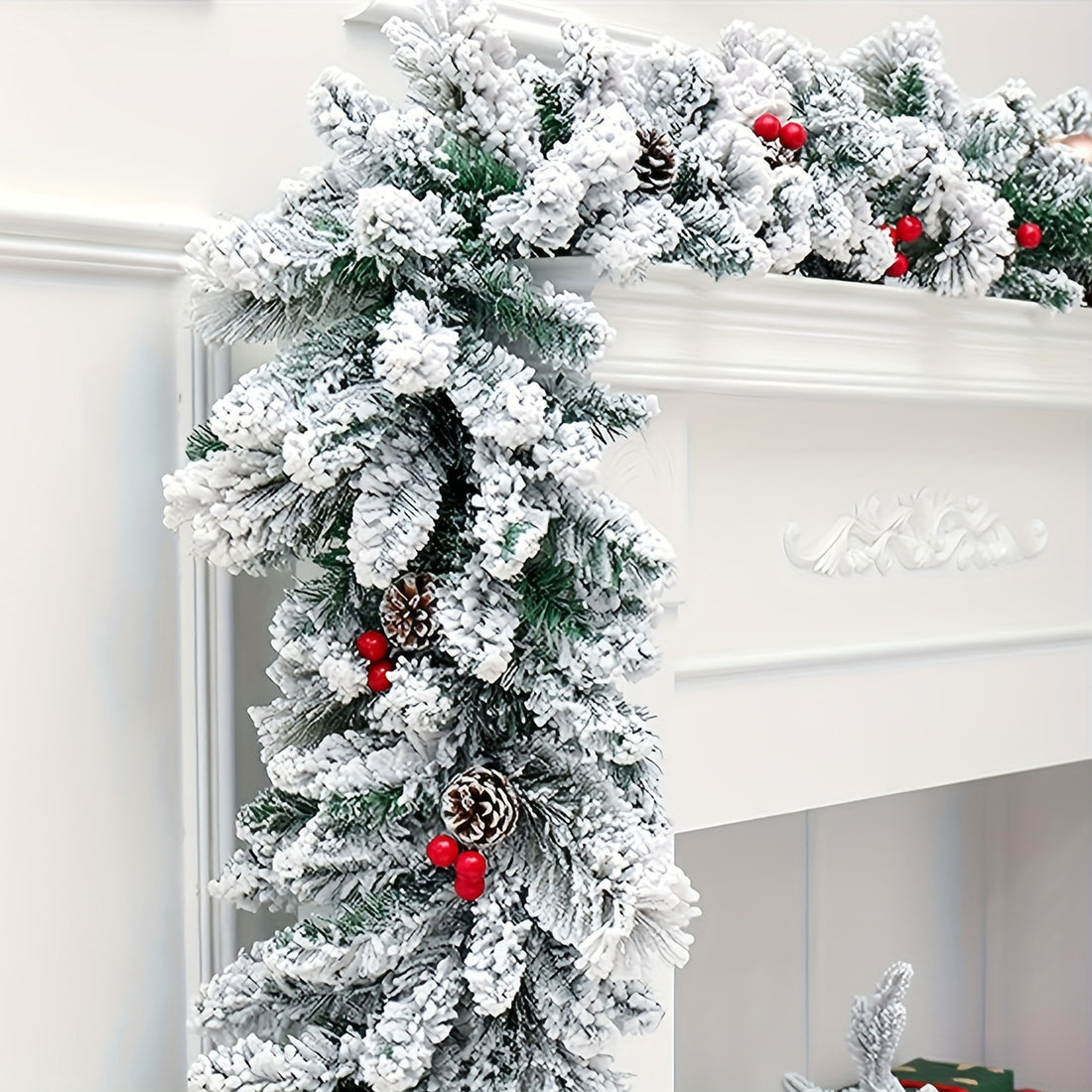 75in Festive Cedar Christmas Garland - Perfect for Indoor &amp; Front Door Holiday Decor, No Battery Needed, Christmas Decorations, Winter Decoration, Wreath