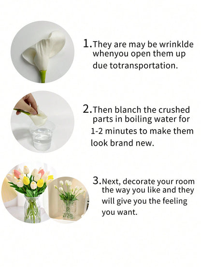 5pcs/18pcs/27pcs, 13.8in/35cm, Artificial Flowers, Modern Romantic Artificial Tulips, Artificial PU Tulips, Real Touch Tulips, Soft Textured Spring Flowers For Home Decor, Simple Decoration Faux Tulips, Mother&