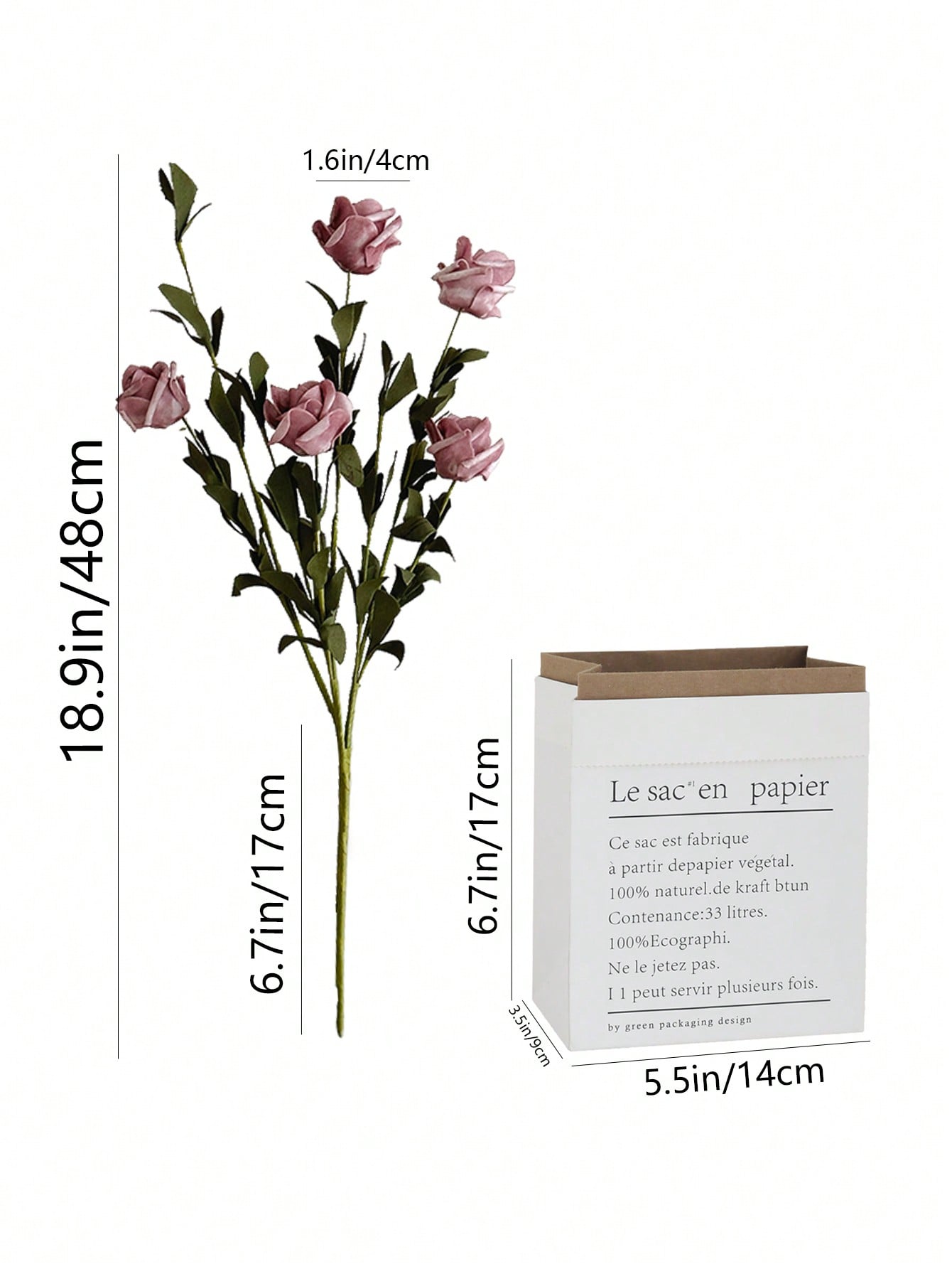 3sets/5sets, 18.8in/48cm, 5 Flowers Per Stem, Artificial Foam Rose With Stem, DIY Wedding Bouquet Bridal Centerpiece Decor Party Tabletop Home Decorations (OPP Bag Packaging)