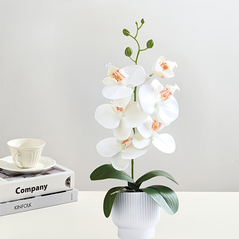 Elegant 16.5&quot; Ceramic Vase with Lifelike Artificial Orchid - Perfect for Home &amp; Office Decor, Table Centerpiece, and Special Occasions like Christmas, Valentine&