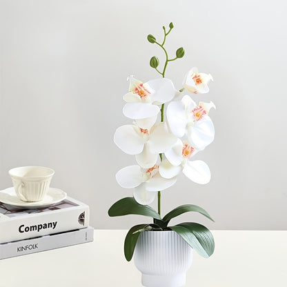 Elegant 16.5&quot; Ceramic Vase with Lifelike Artificial Orchid - Perfect for Home &amp; Office Decor, Table Centerpiece, and Special Occasions like Christmas, Valentine&