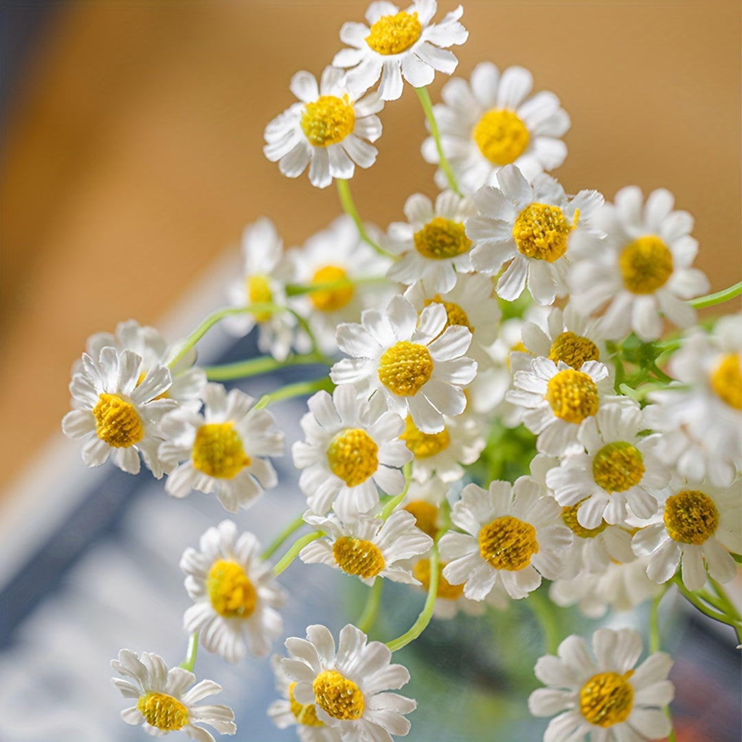 6pcs Classic Artificial Daisy Flowers Bouquet, Plastic Floral Decor for Wedding, Birthday, Bridal Shower, Thanksgiving, Spring, Halloween, Christmas, Home, Table, Cafe, Photo Props