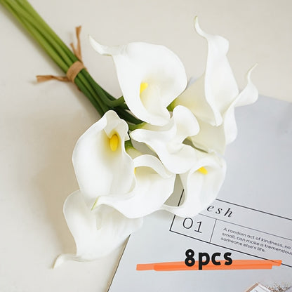 8pcs Vibrant Artificial Calla Lily Bouquet - Realistic, Long-Lasting Petals for Home Decor, Weddings &amp; Parties - Easy Assembly, Durable &amp; Reusable