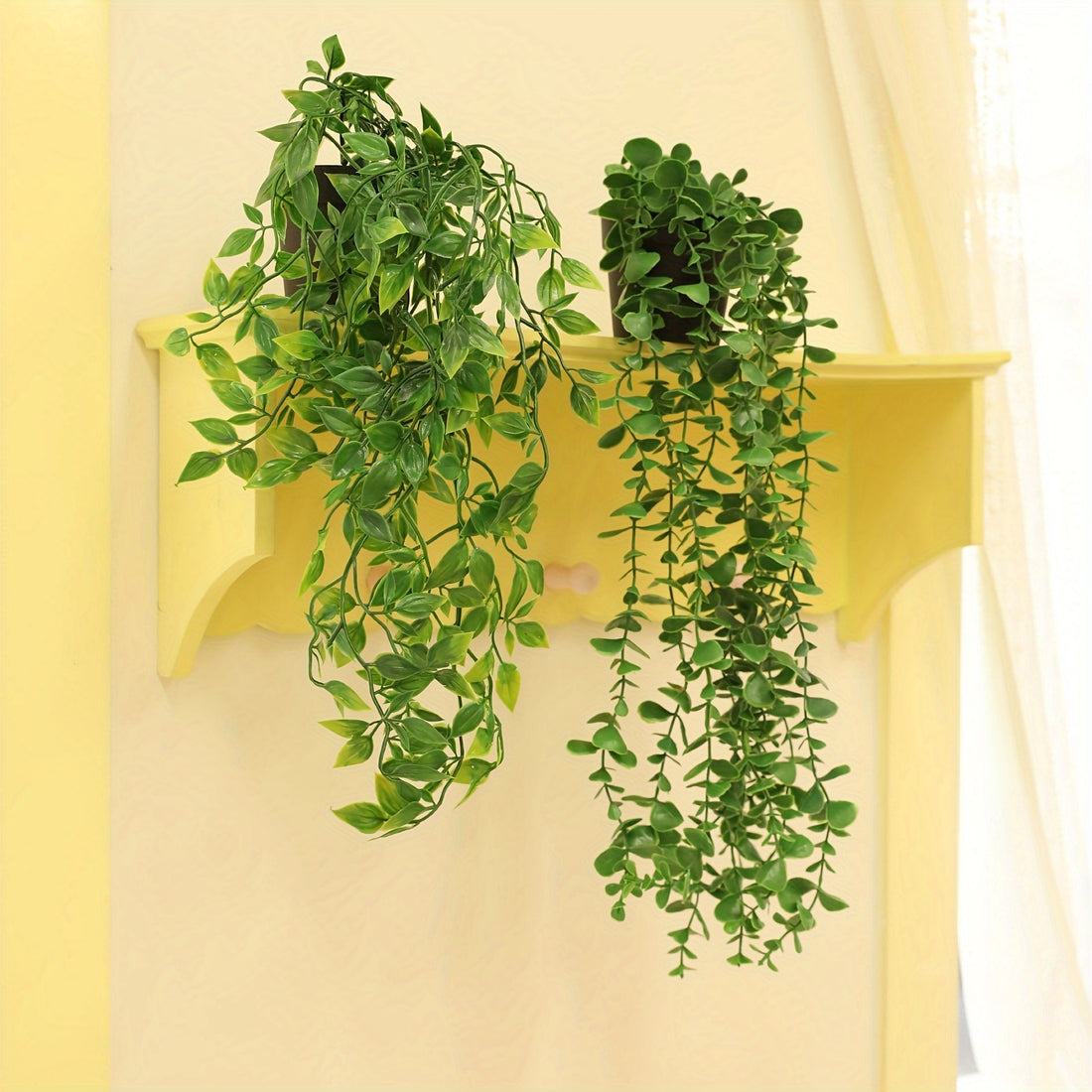Artificial Hanging Vine Plant, 1 Pc - Faux Mandevilla Greenery for Wall Shelf, Indoor/Outdoor Decor, Perfect for Weddings, Birthdays, Bridal Decorations, Spring Home Decor, Versatile for Various Room Types, Plastic, No Electricity Needed, Includes Contain