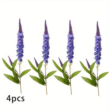 4pcs Boho Chic Artificial Lavender Flowers - Silk Purple Floral Decor for Weddings, Home &amp; Holiday Celebrations, Flower Decorations