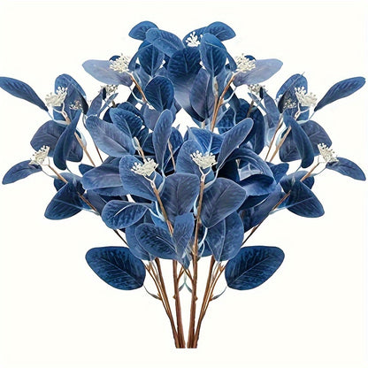 8pcs Artificial Eucalyptus Leaf Bouquet with Fruits - Plastic Fake Flower Arrangement for Home Decor, Tabletop Display, No Container - Perfect for Christmas, Thanksgiving, Valentine&