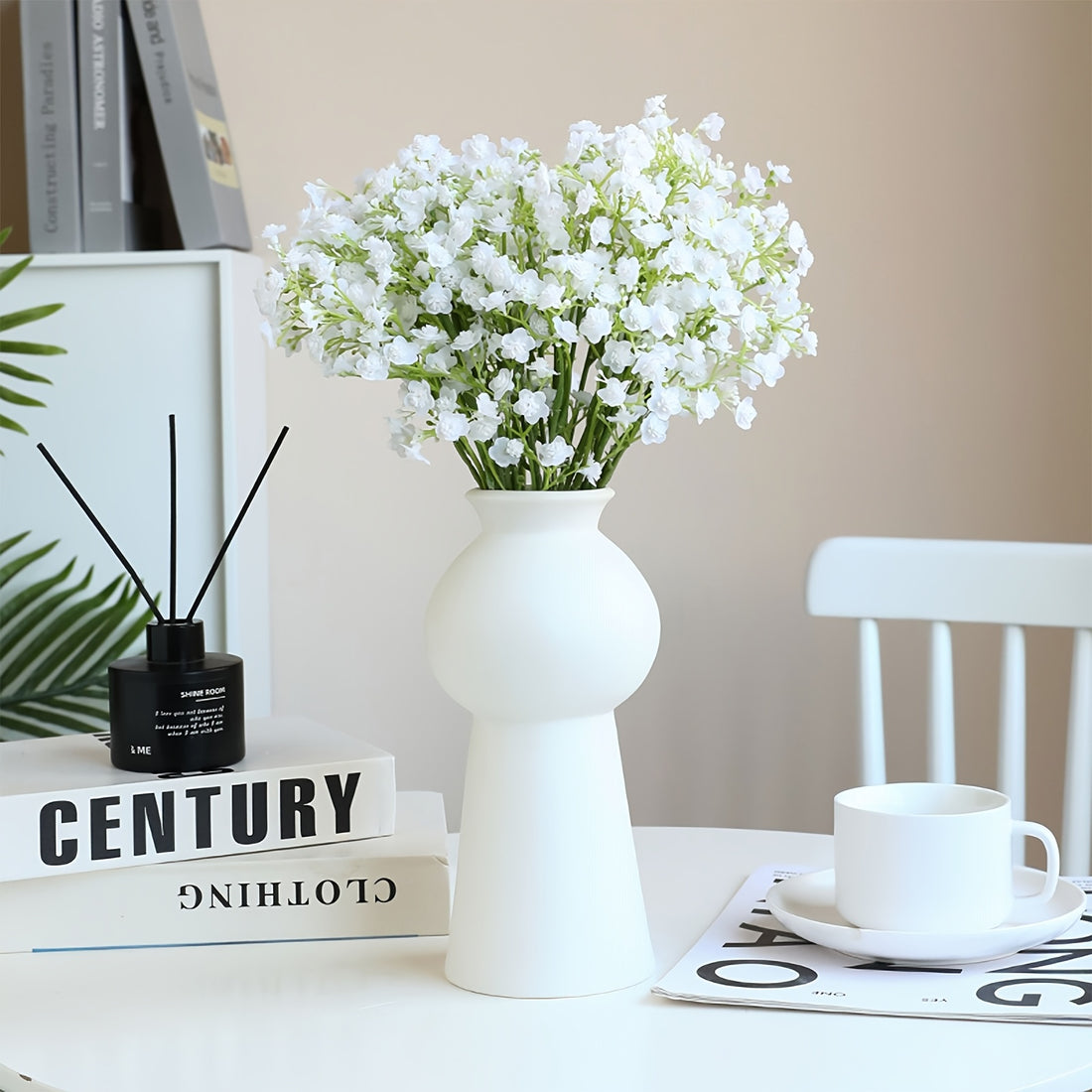 6/12pcs Boho Style Artificial Gypsophila Flower Bouquets, Plastic Real Touch Simulation Stems for Home Office Decor, Outdoor Garden, Wedding, Birthday, Christmas, Valentine&
