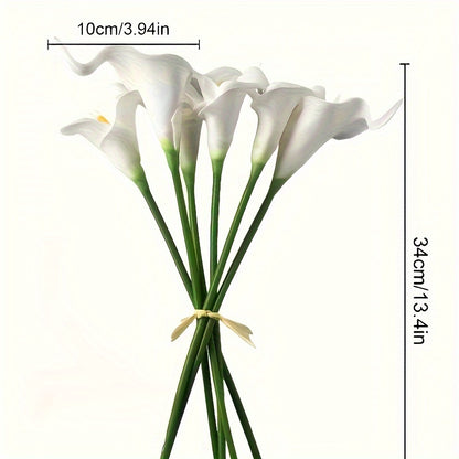 Boho Style 8 Pcs Artificial Calla Lily Bouquet - Plastic Faux Flowers, Decorative Swag for Home, Kitchen, Wedding Decor, Perfect for Mother&
