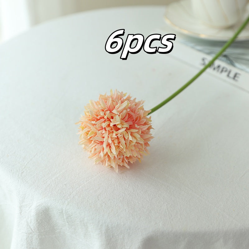 6pcs Boho Style Artificial Chrysanthemum Ball Hydrangea - Silk Fake Flower Plant Arrangement for Wedding Bouquet, Home, Kitchen, Garden, Party Table, Floral Centerpiece DIY - Plastic, Antioxidant, Ideal for Christmas, Thanksgiving, Valentine&