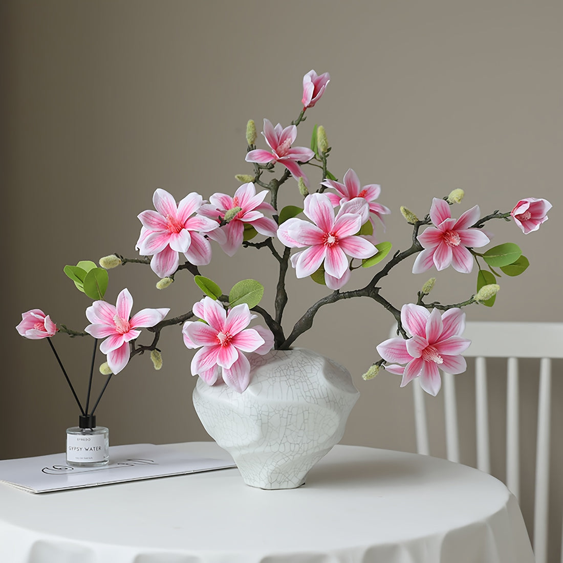 Art Deco Fabric Magnolia Swags, 5/10 Pcs, Artificial Floral Decor for Home and Wedding, DIY Crafts &amp; Bridal Bouquets, Indoor &amp; Outdoor Flower Theme Decorations for Christmas, Thanksgiving, Mother&