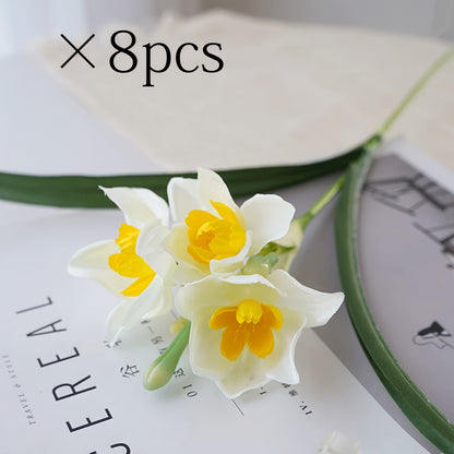 8pcs Lifelike Daffodil Artificial Flowers - Perfect for Home, Wedding &amp; Garden Decor | Ideal for St. Patrick&