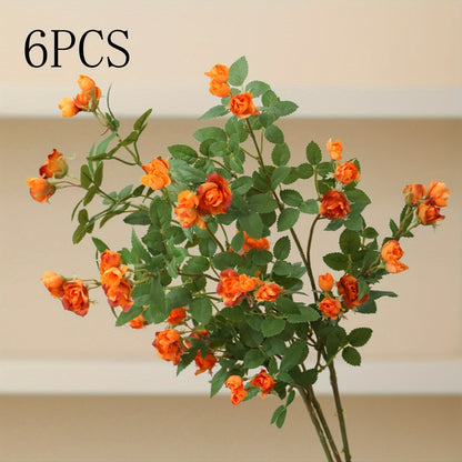 6pcs Lifelike Silk Rose Bouquet with Long Stems - Perfect for Valentine&