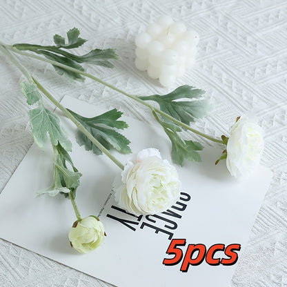 Boho Style 5pcs Real Touch Artificial Peony Bouquet - Plastic Faux Flowers for Home Office Decor, Floral Arrangements, Garden Decor, Mother&